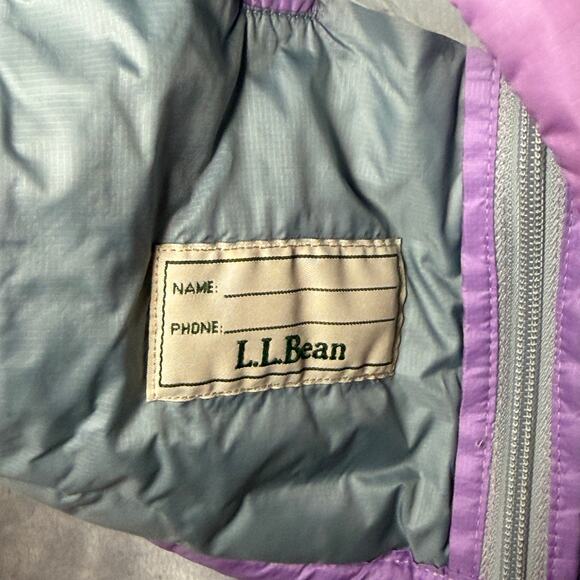 LL Bean Downtek Down Puffer Jacket Youth Girls Large 14-16 Purple Pink 18.5x23.5 - Picture 10 of 11